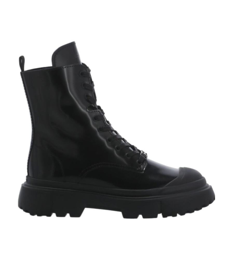 Hogan Lace-up Combat Boots In Black