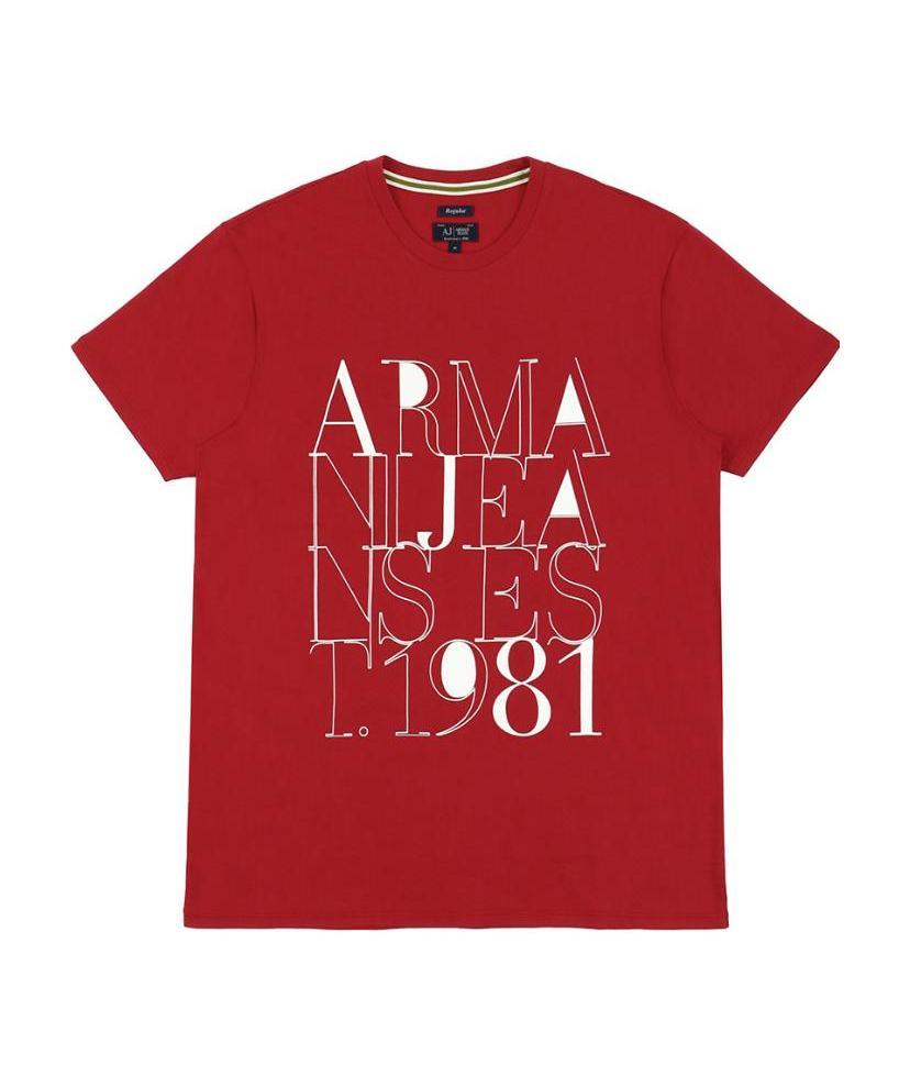 Armani Jeans Round Collar Logo T-shirt In Red