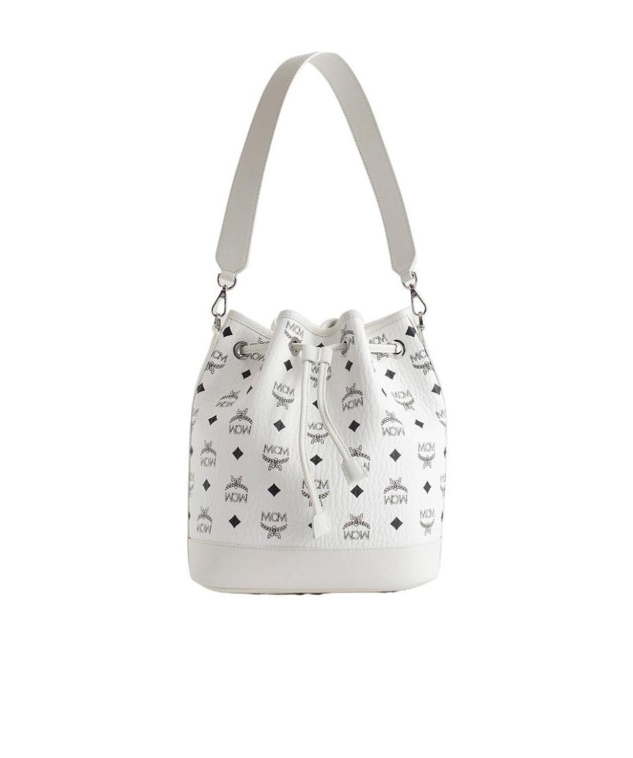 Mcm Dessau Logo Printed Medium Tote Bag In Gray