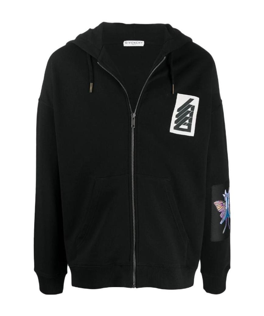 Givenchy Decal Inlaid Zipper Hat Casual Jacket In Black
