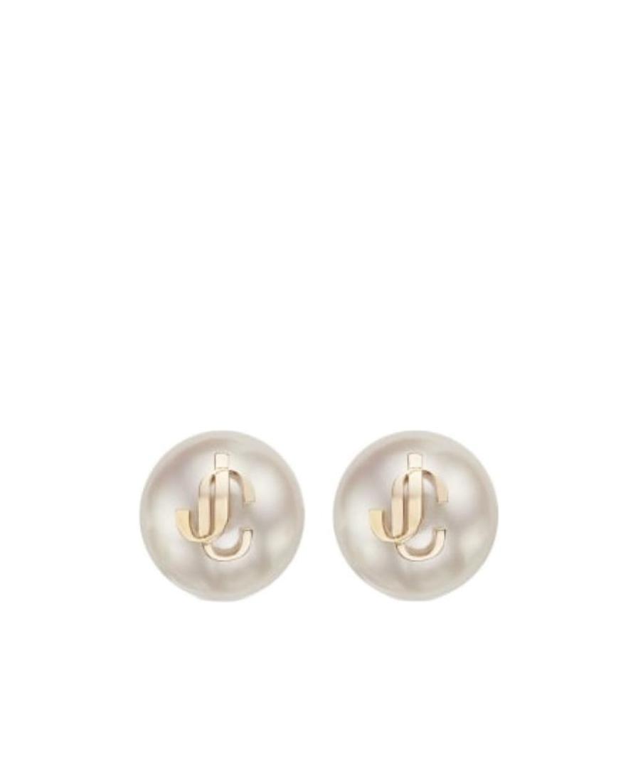 Jimmy Choo Pearl Lobo Earrings Gold-tone Hardware In White