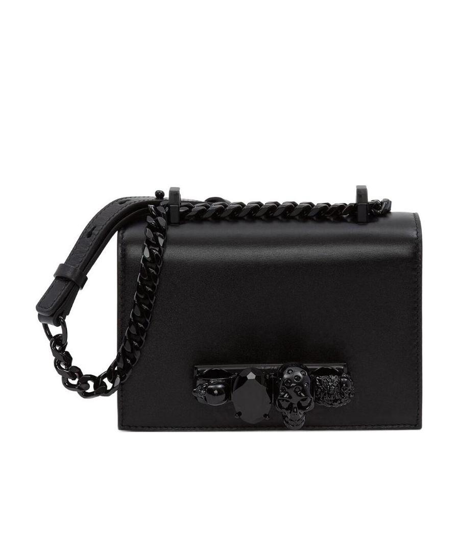 Alexander Mcqueen Crystal Skull Knuckle Leather Satchel