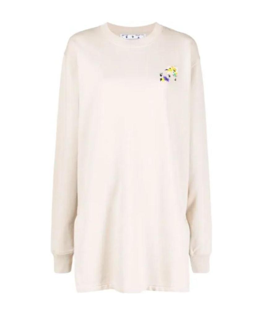 Shop Off-white Floral-arrows Sweater Dress In White