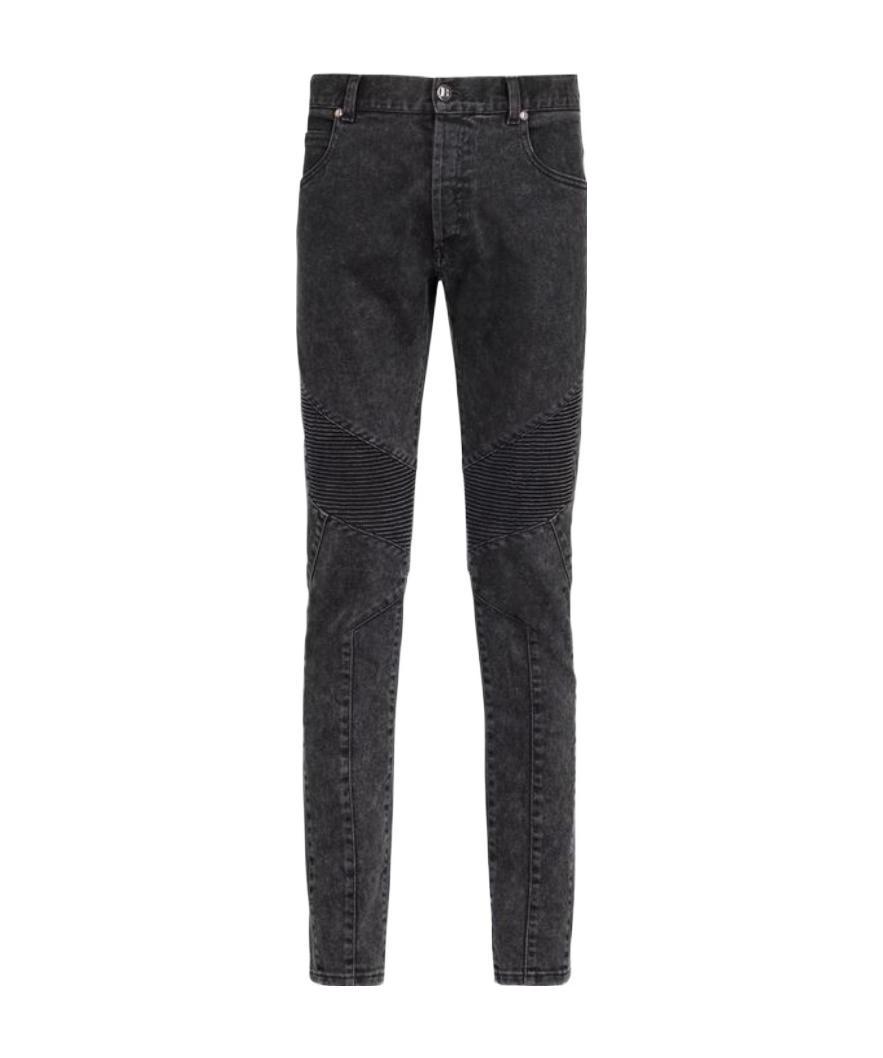 Balmain Logo Debossed Skinny Jeans In Black