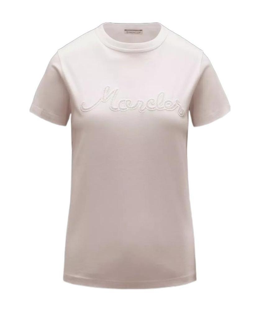 Moncler Logo Beige T-shirt In Pink
