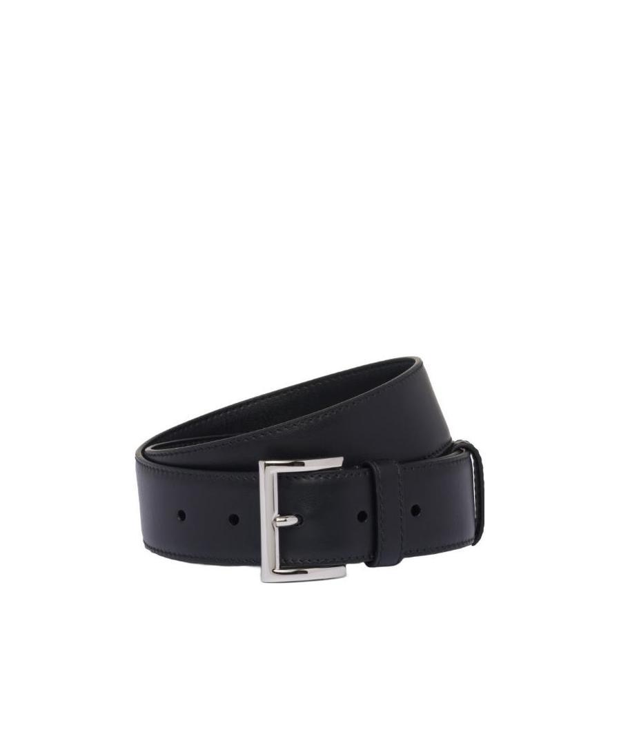 Prada City Calf Leather Belt In Black