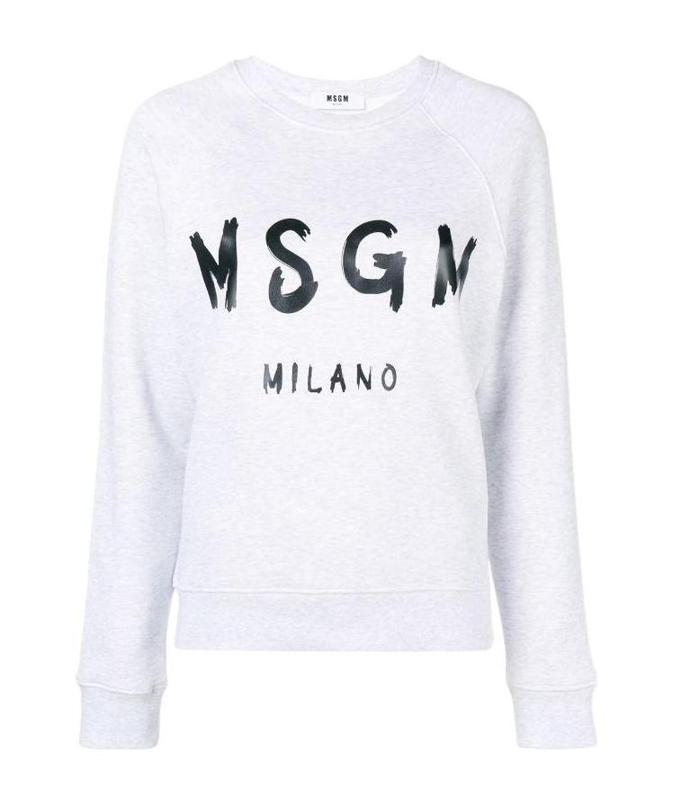 Msgm Sweatshirt With Brushed Logo Print In White