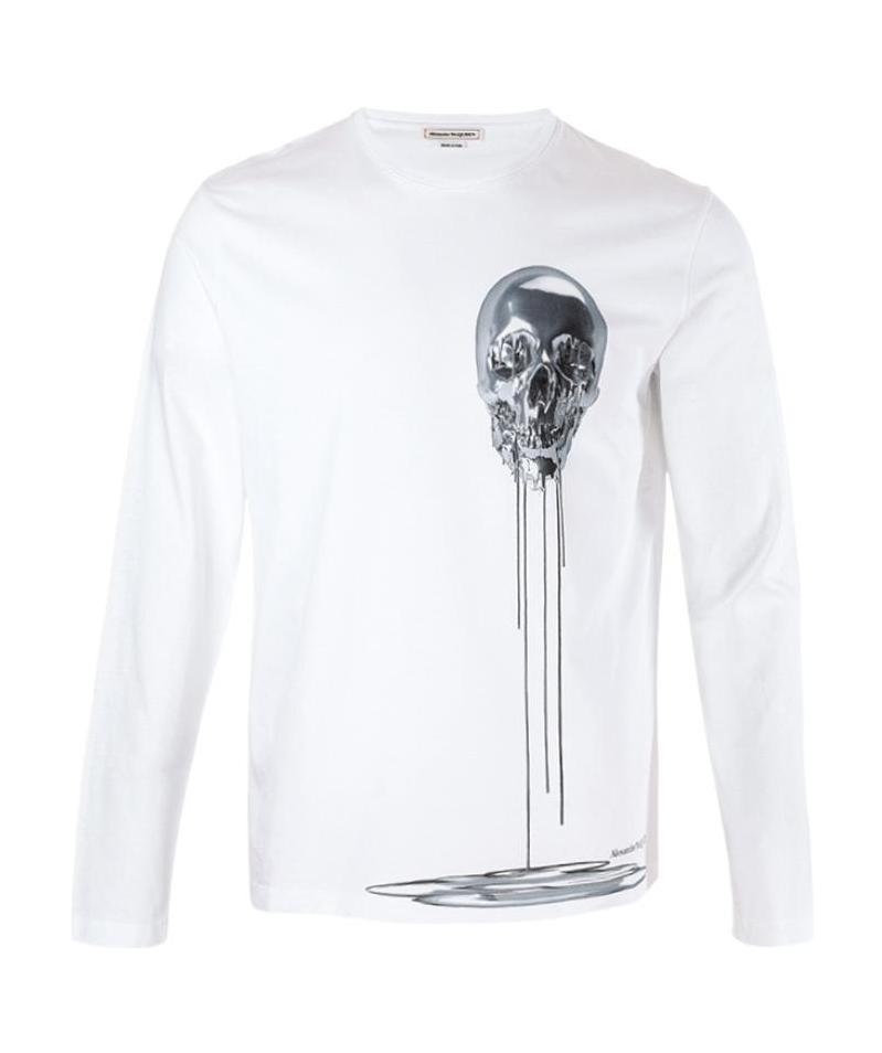 Alexander Mcqueen Skull Print Long-sleeved T-shirt In White