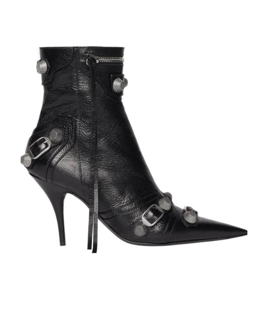 Balenciaga Cagole 50 Ankle Boots In Lamb Leather In Black
