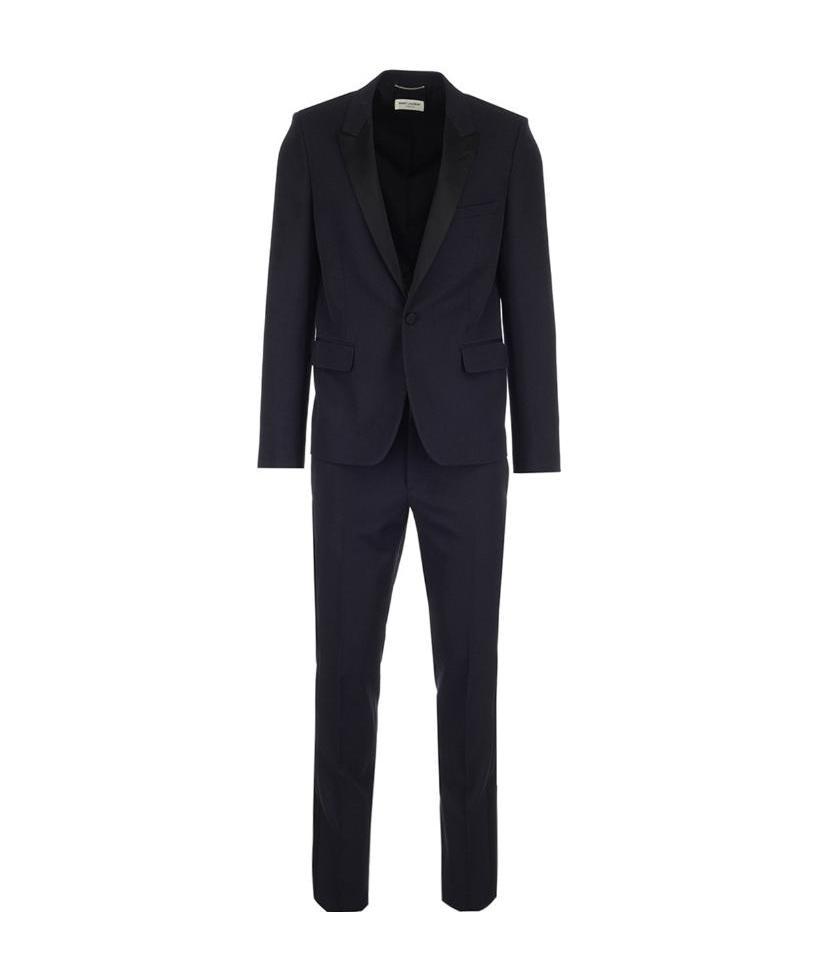 Saint Laurent Peaked Lapel Two Piece Suit In Black