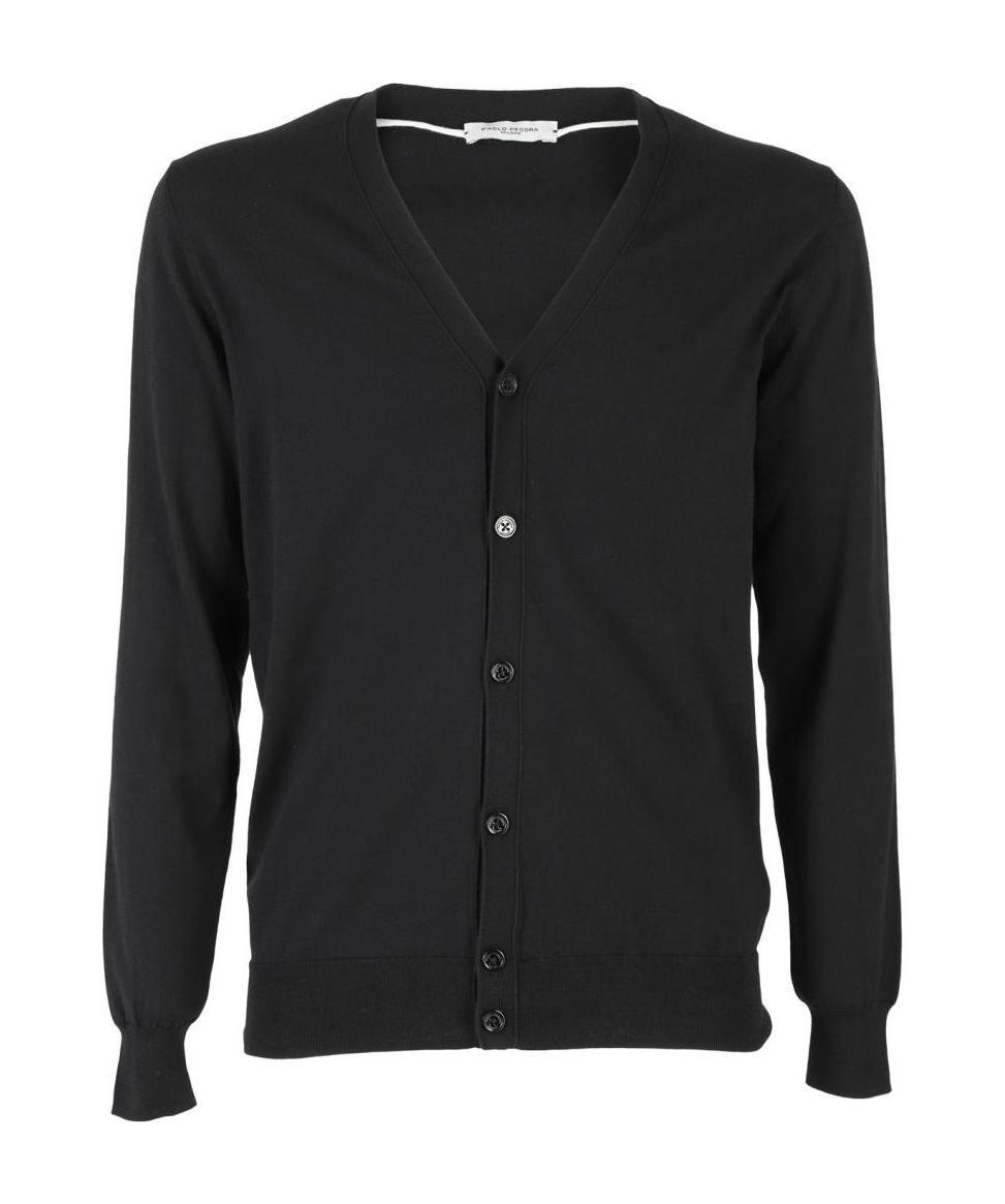 Paolo Pecora Long-sleeved Cardigan In Black