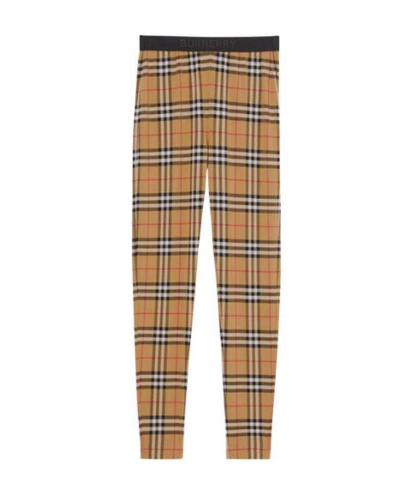 Burberry Women Archive Check Leggings In Green