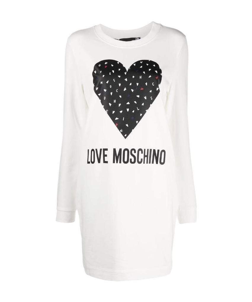 Moschino Logo-print Sweatshirt Dress In White