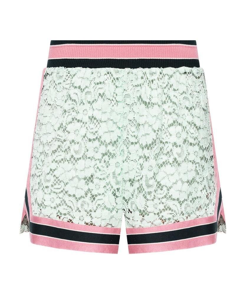 Dolce & Gabbana Knit-paneled Cotton-blend Corded Lace Shorts In White