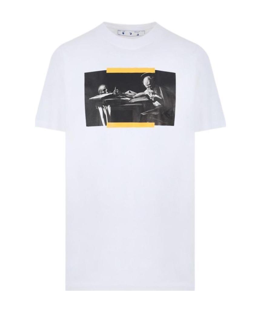 Off-white Fw21 Printing Short Sleeve Ordinary Version White In White