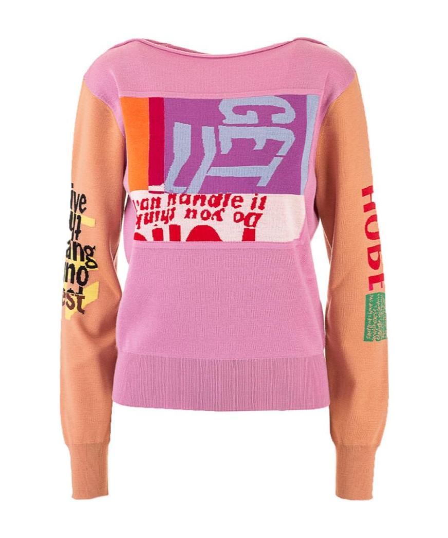 Chloé Intarsia-knit Colour-block Jumper In Pink