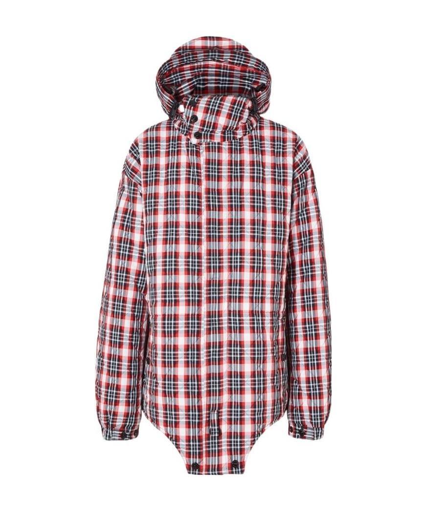 Burberry Check-print Parka Jacket In Gray