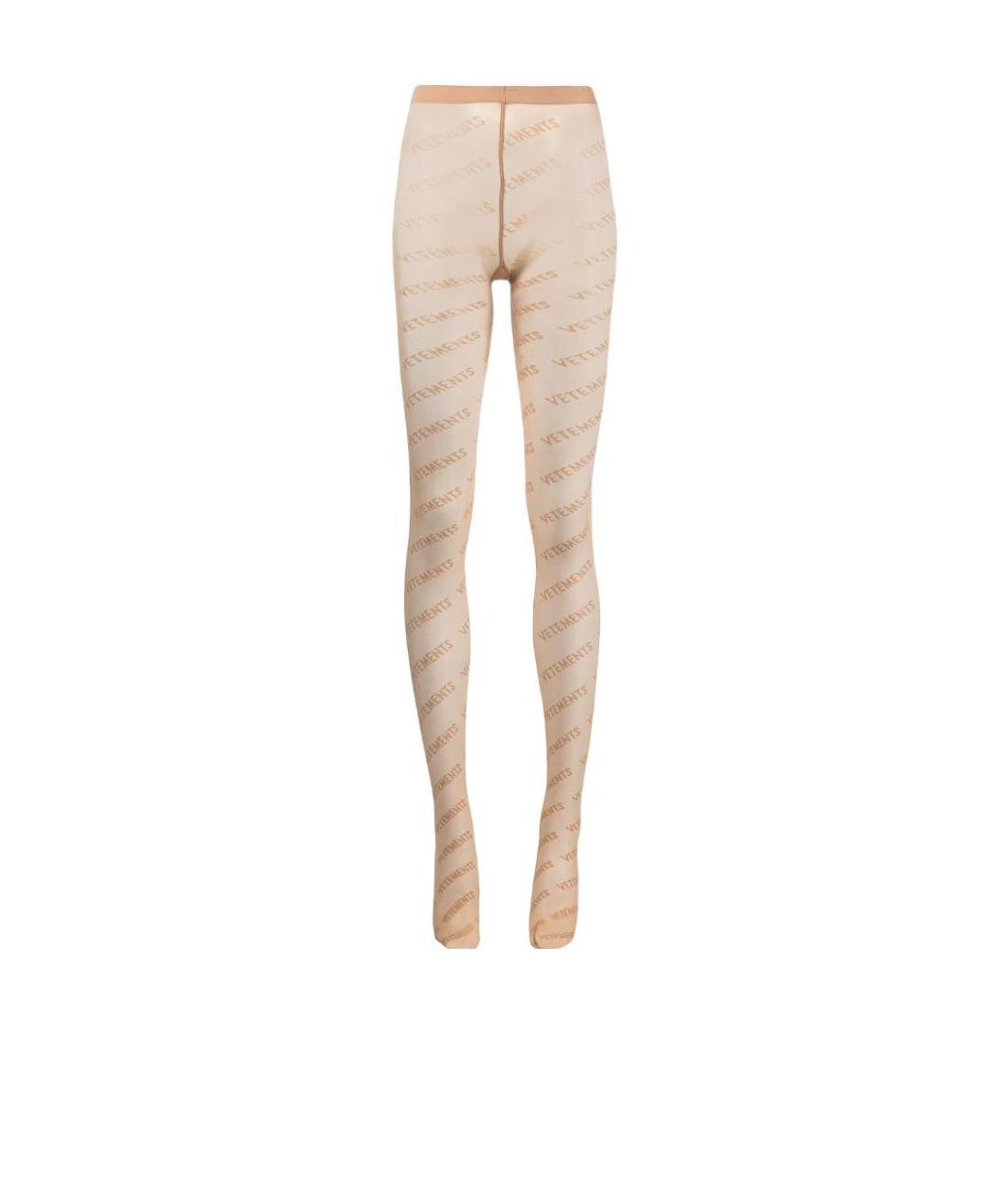Vetements Logo-print Semi-sheer Tights In Nude