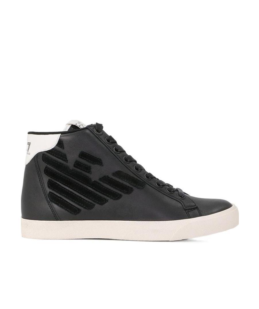 Ea7 Logo Strapped Casual Sneakers In Black
