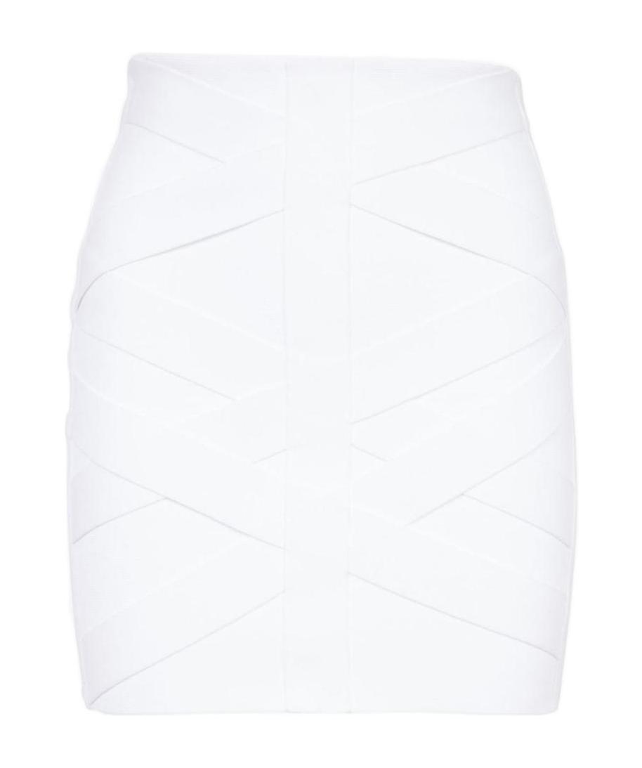 Balmain High-waisted Panelled Mini Skirt In White