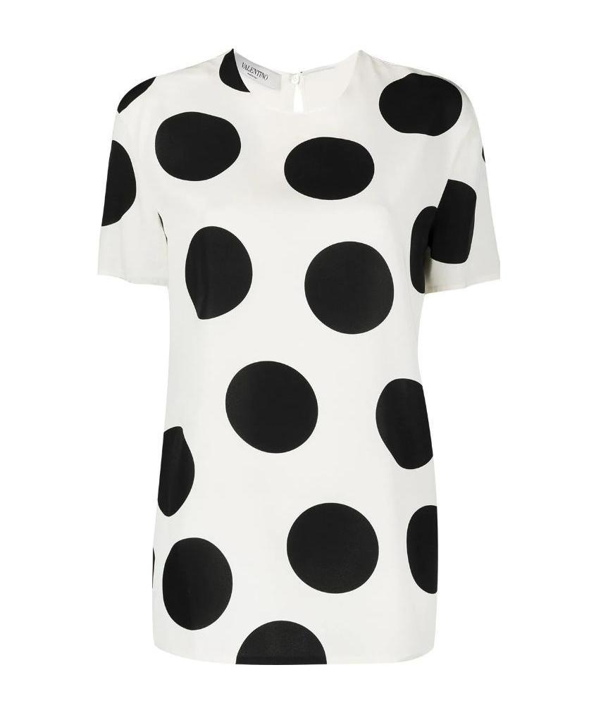 Valentino Polka-dot Short-sleeve T-shirt In White