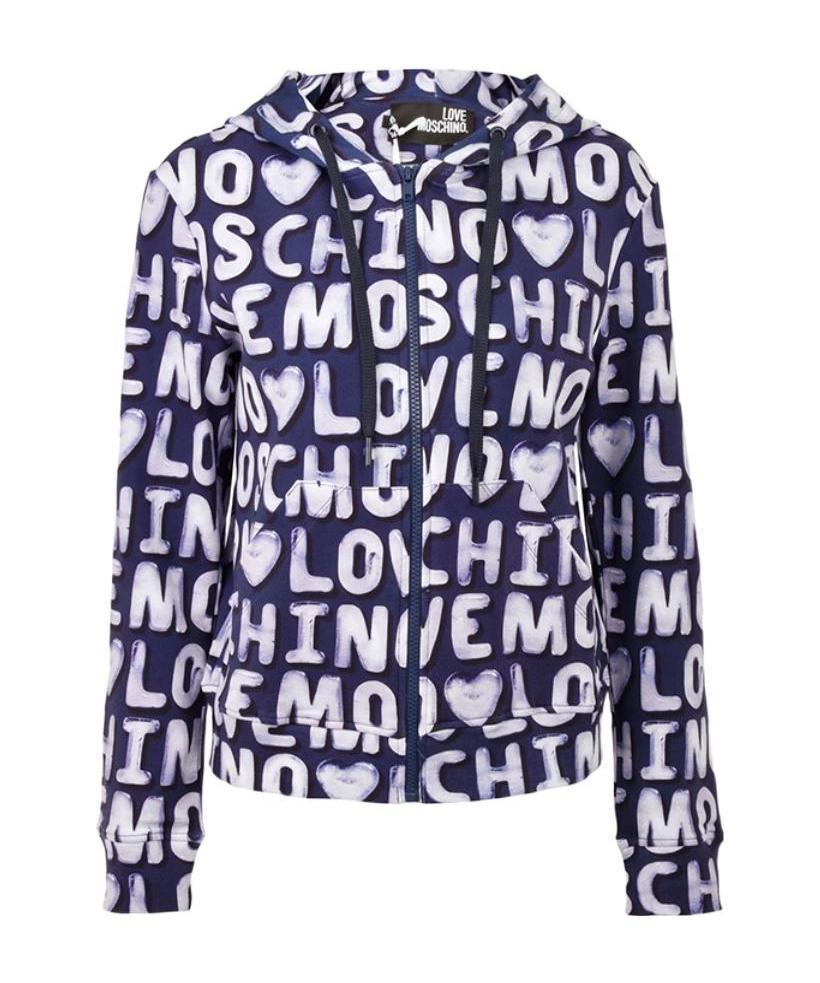Moschino Pattern Printed Casual Jacket In Blue