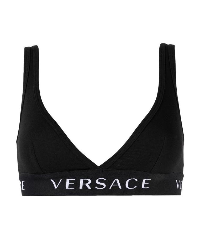 Versace Logo-print Bra In Nude