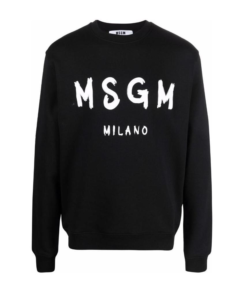 Msgm Cotton Sweatshirt In Black