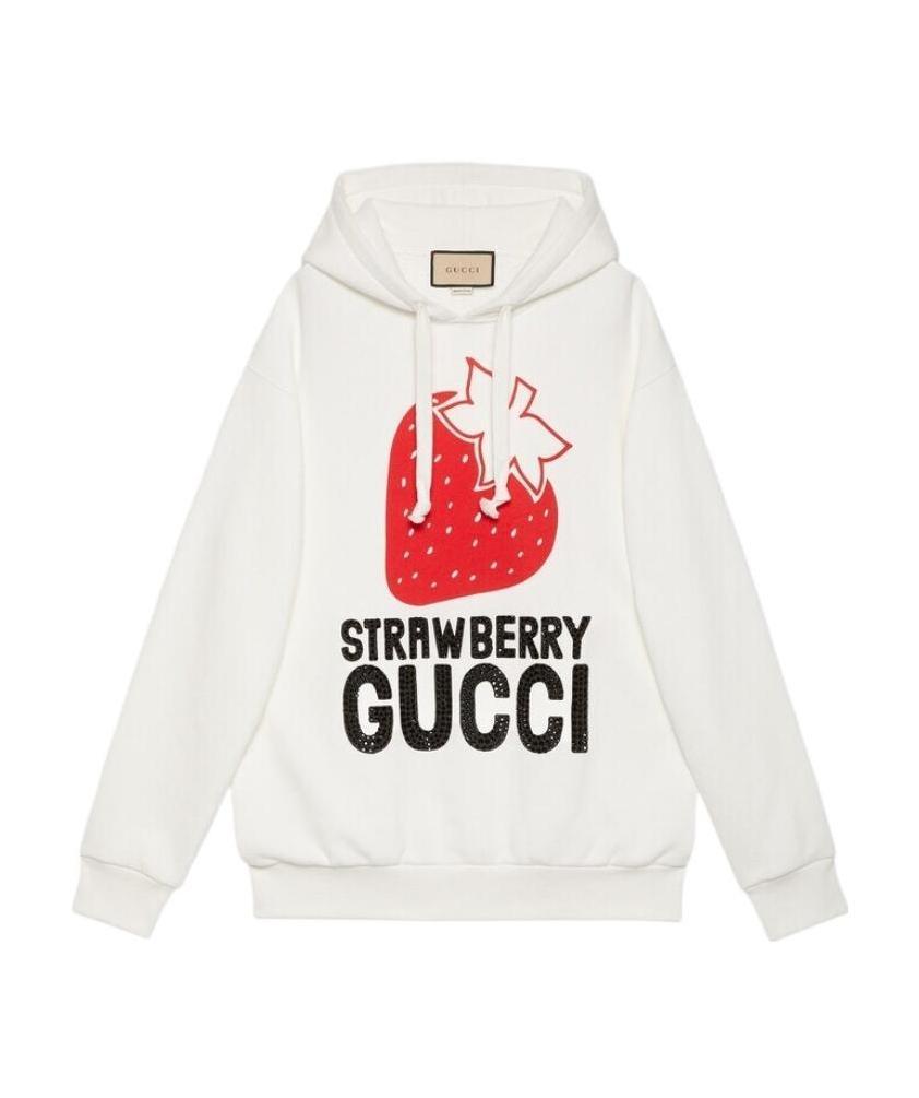 Gucci Logo-print Drawstring Hoodie In White
