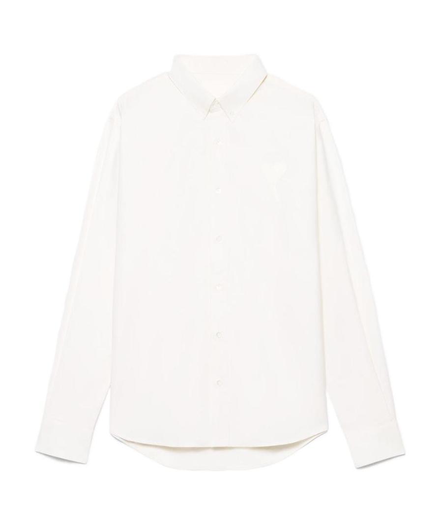 Ami Alexandre Mattiussi Embroidered Heart Logo Shirt In White
