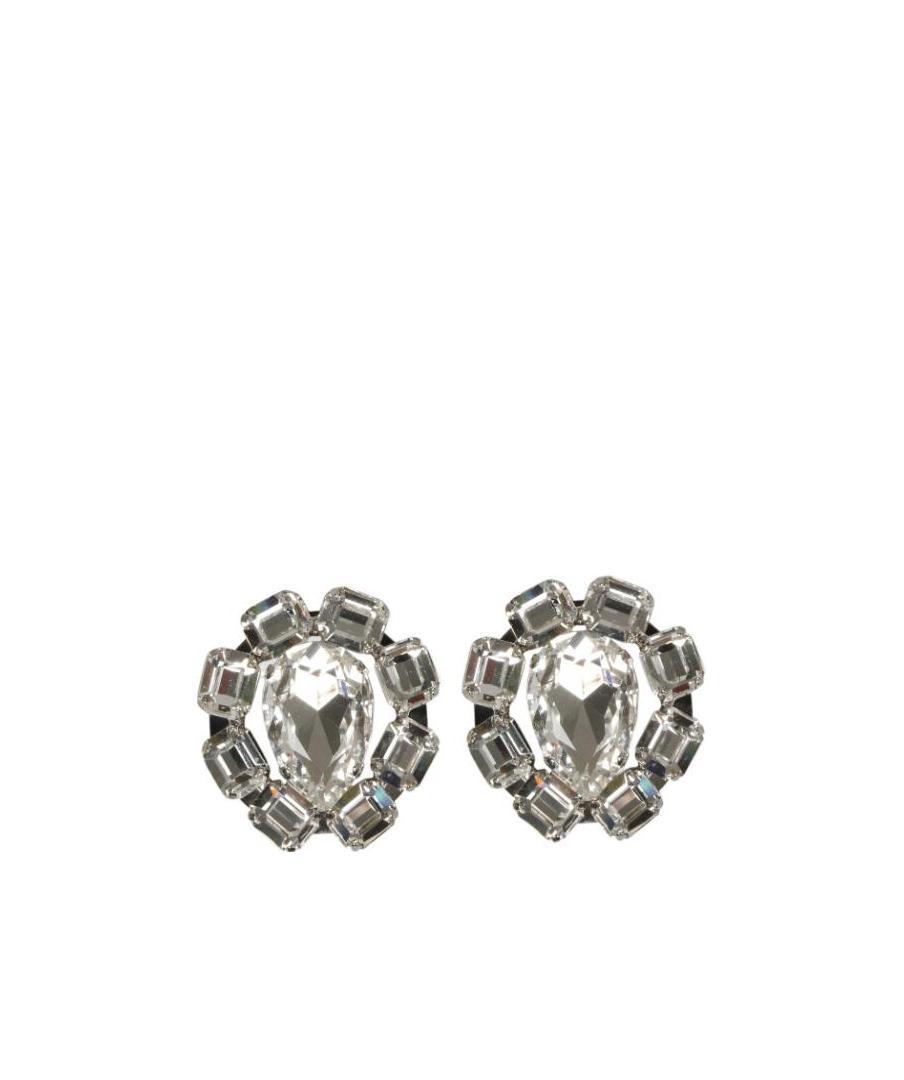 Alessandra Rich Crystal-embellished Clip-on Earrings In Silver