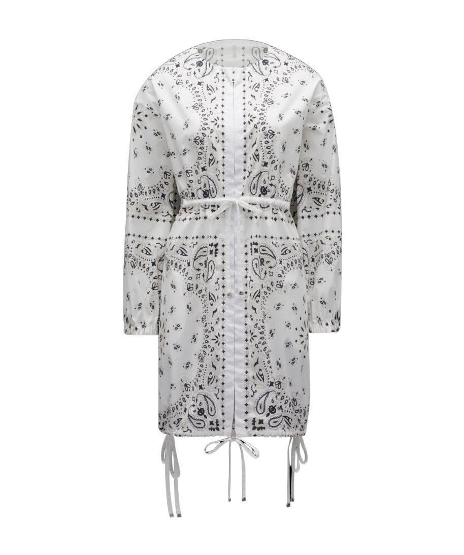 Moncler Bandana-print Long-sleeve Dress In Gray