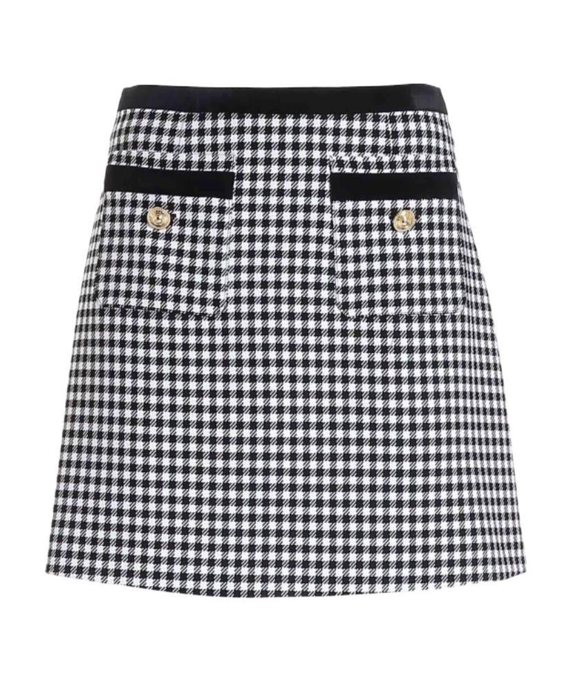 Shop Versace Jeans Gingham Check Mini Skirt In Gray