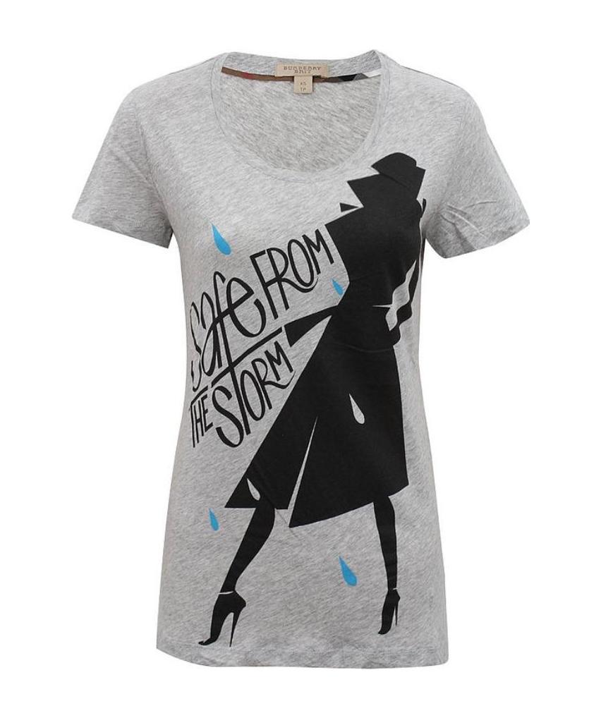 Burberry Printed T-shirt With Round Neck In Gray