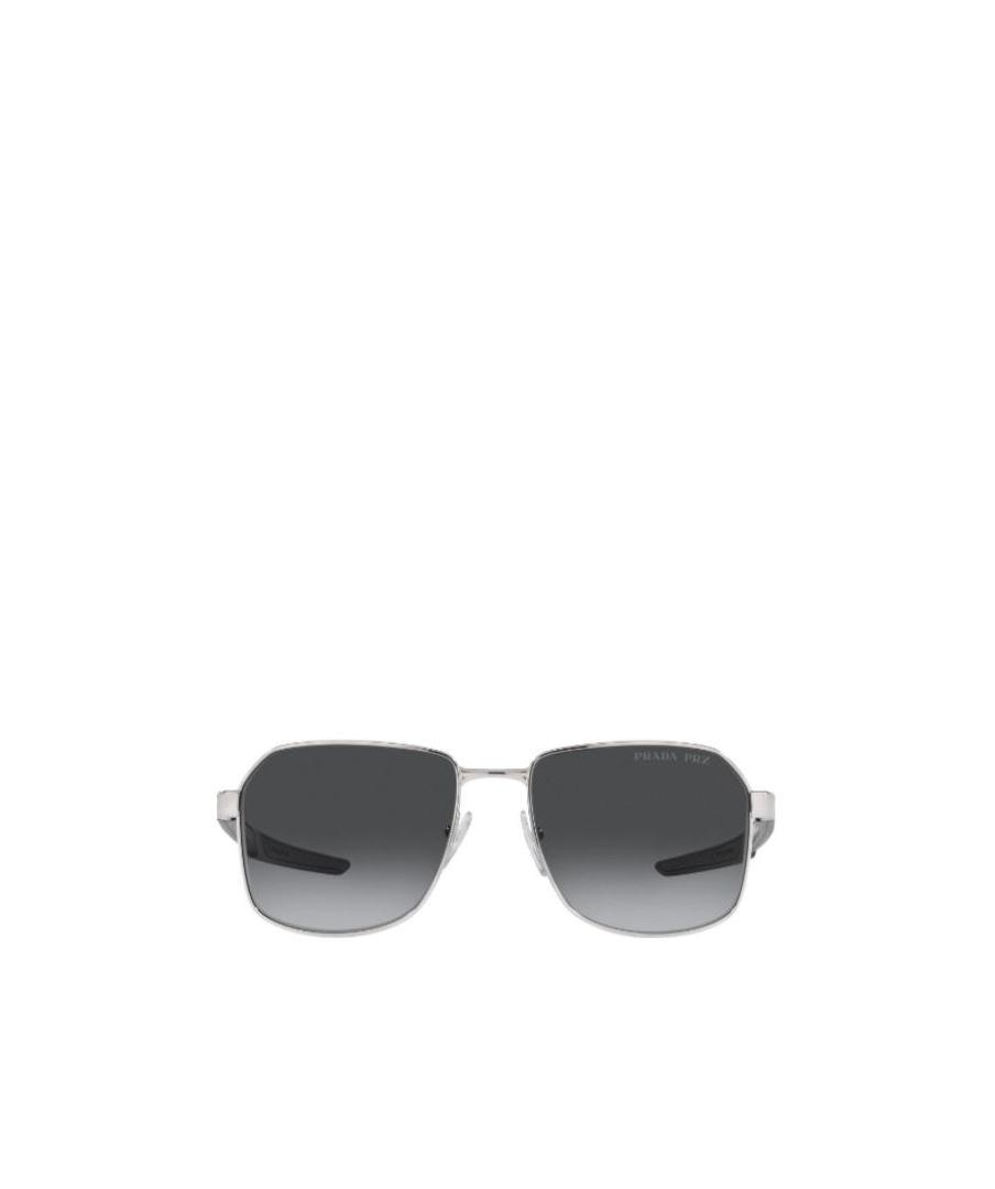 Prada 57mm Polarized Gradient Rectangular Sunglasses In Black