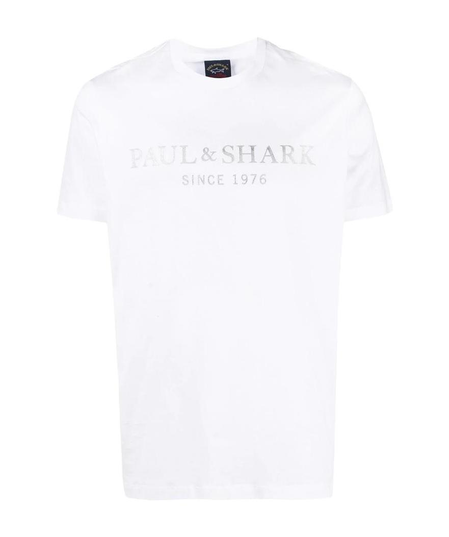 Shop Paul & Shark Logo-print Crew-neck T-shirt In White