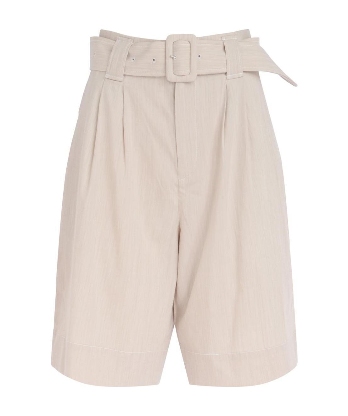 Ganni Belted Tailored Shorts In White
