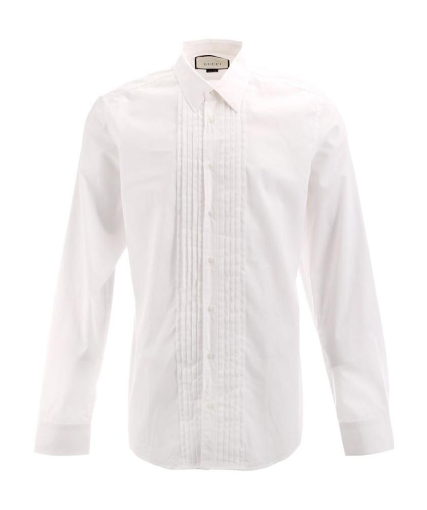 Gucci Long Sleeve Linen Polo Shirt With Chest Pocket In White