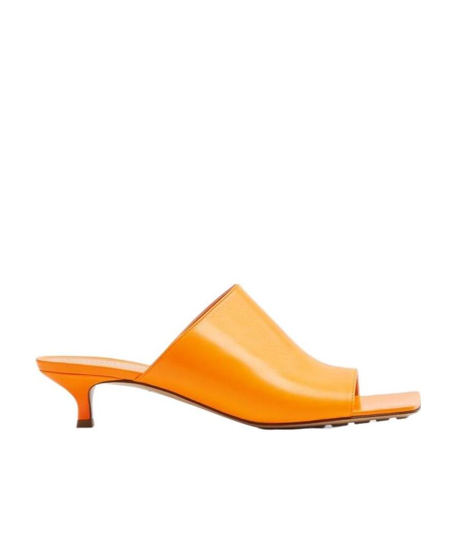 Bottega Veneta Orange Stretch Heeled Sandals In Orange