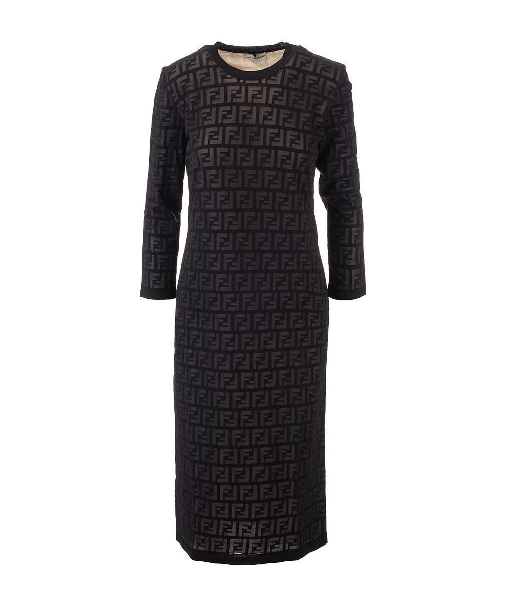 Fendi Printed Casual Dress In Black