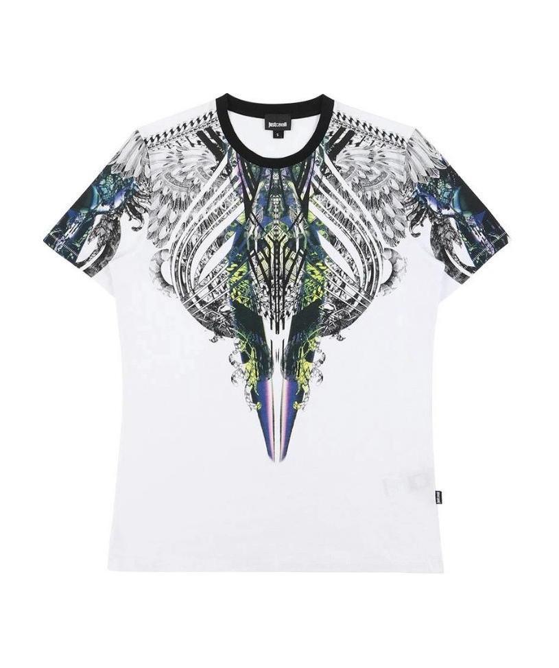 Just Cavalli Printed T-shirt With Round Neck In White