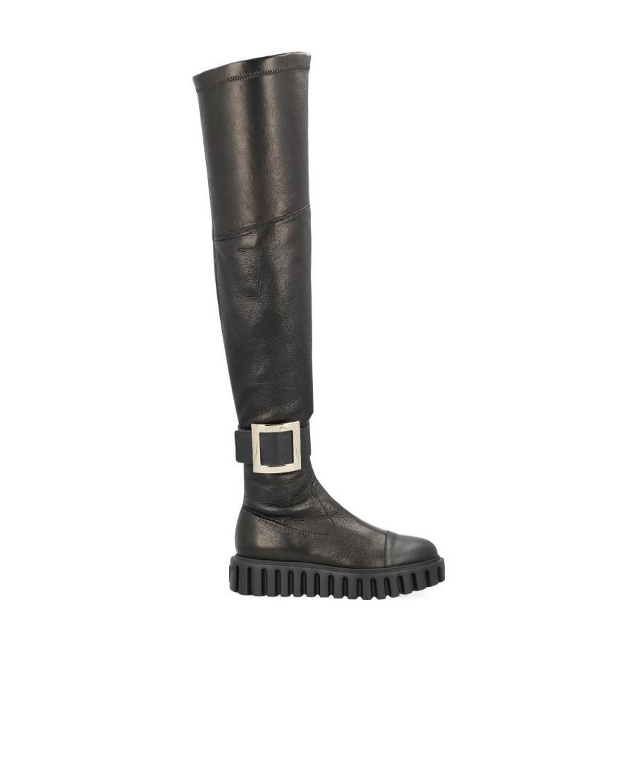 Roger Vivier Thick-soled Boots With Black Logo In Black