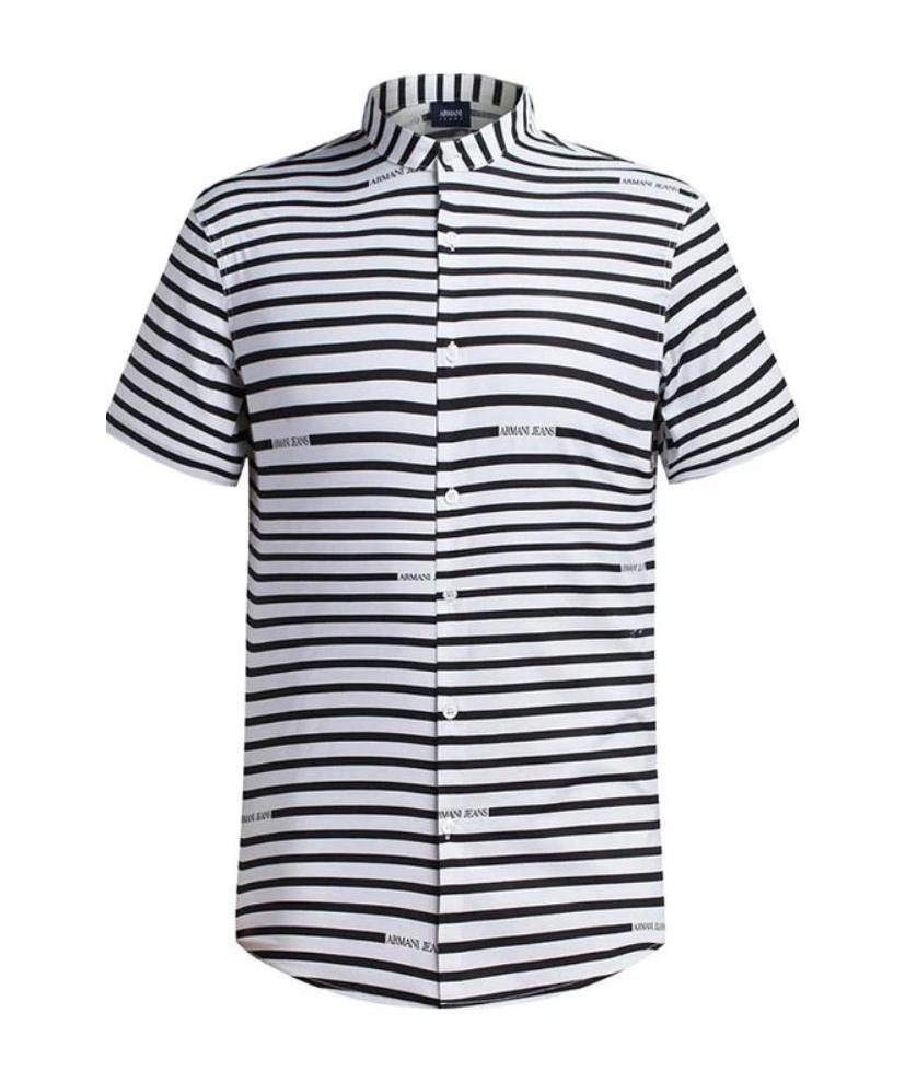 Armani Jeans Striped Short-sleeved Shirt In White