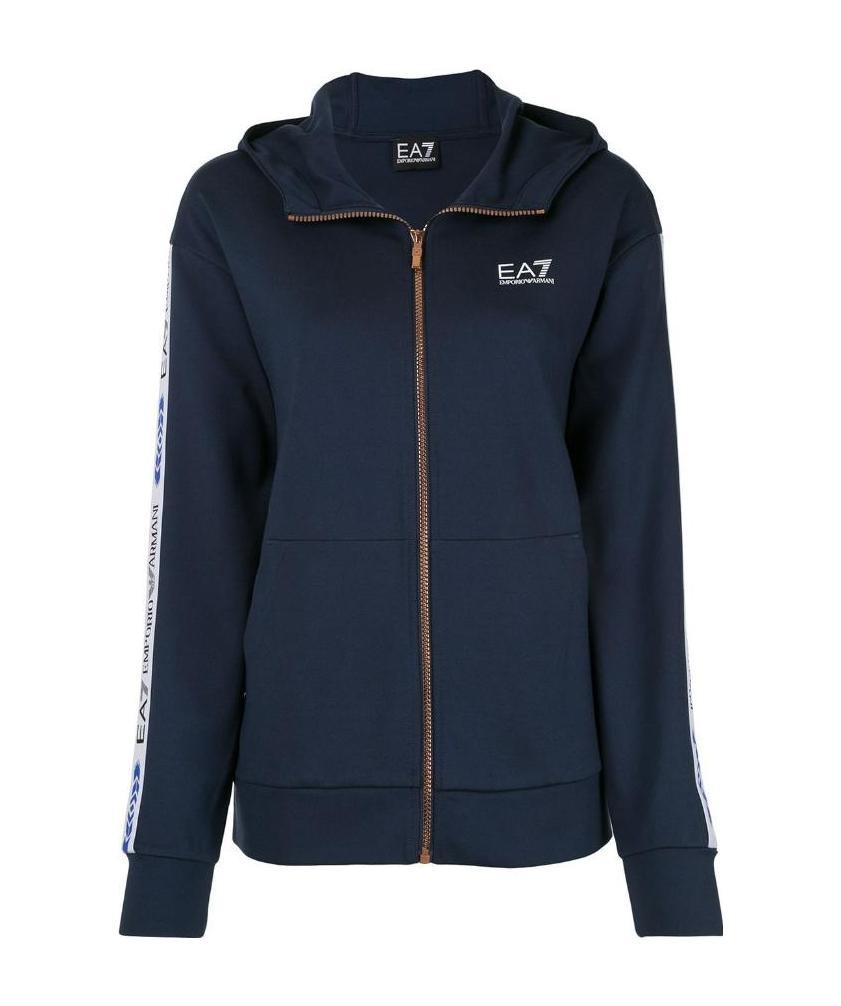 EA7 LOGO RIBBON ZIPPER WITH HAT CASUAL JACKET 