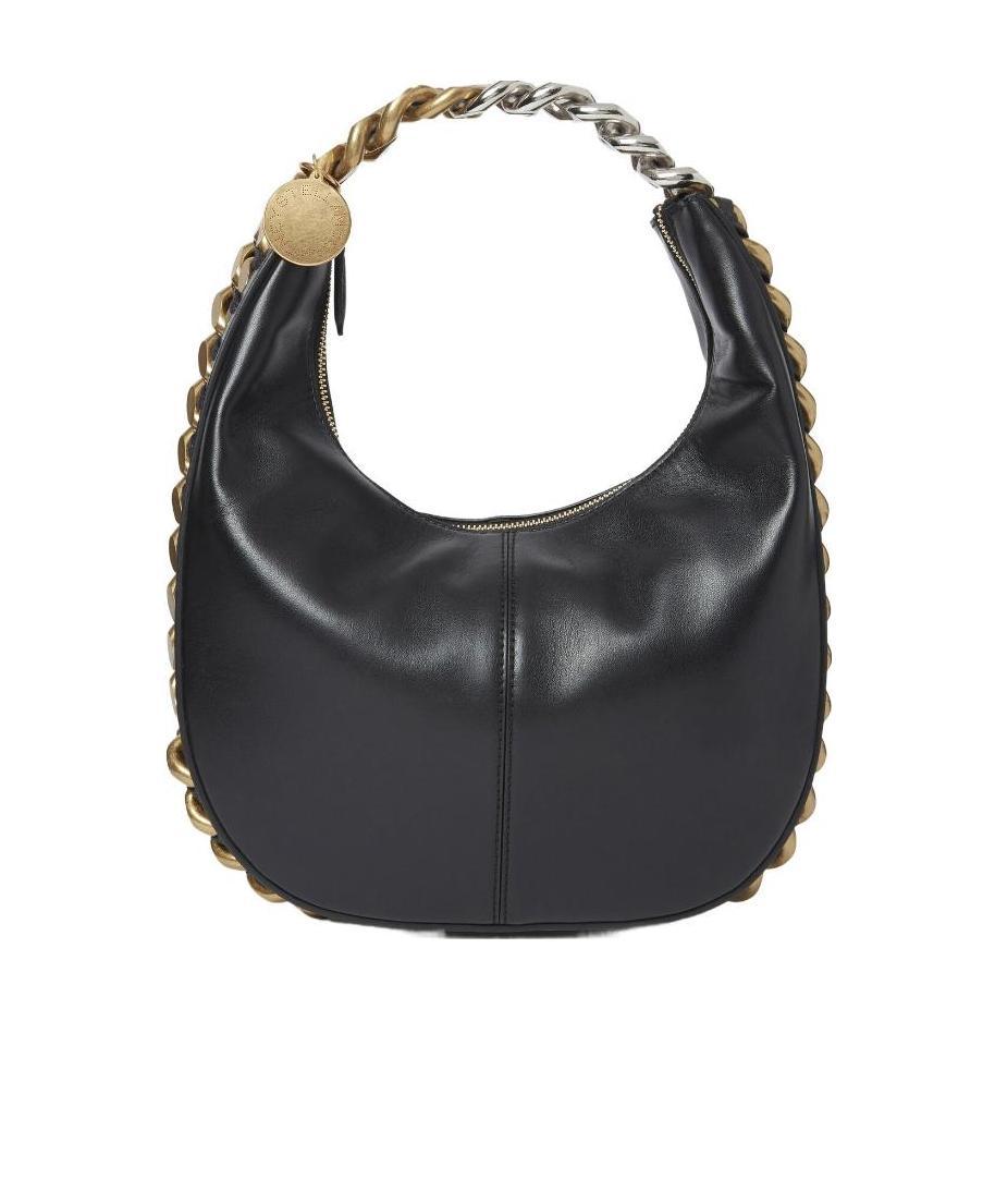 Stella Mccartney Frayme Faux-leather Shoulder Bag In Black