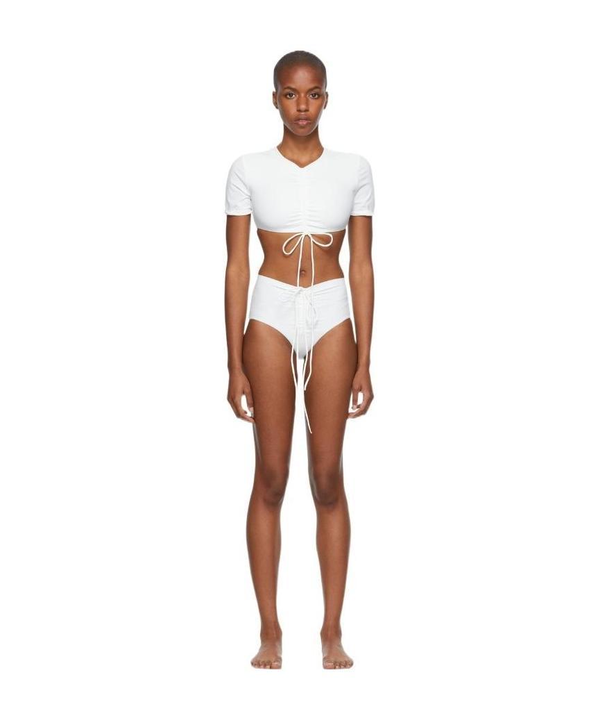 Christopher Esber White Frilly Bikini In Brown