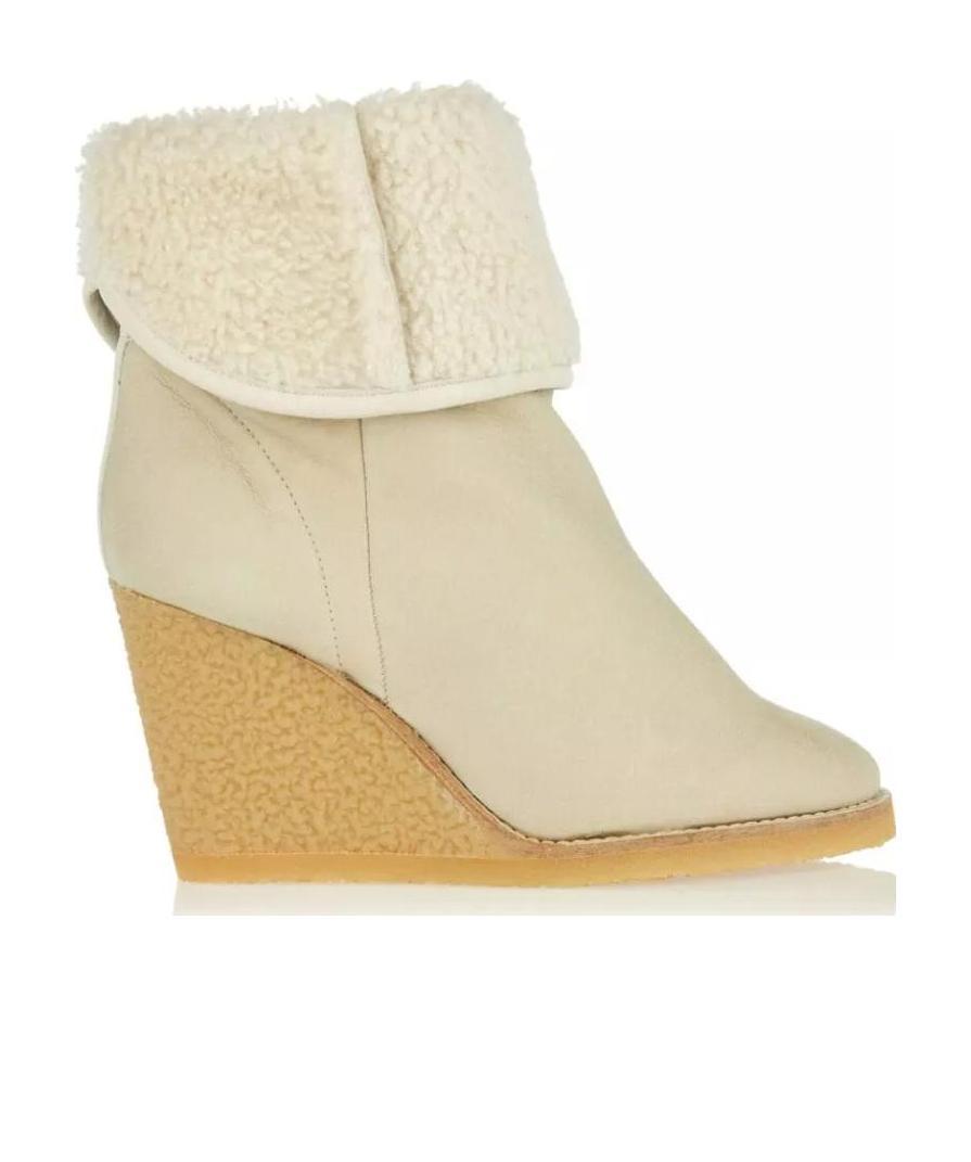 Isabel Marant Totam Shearling-trimmed Suede Ankle Boots In Nude