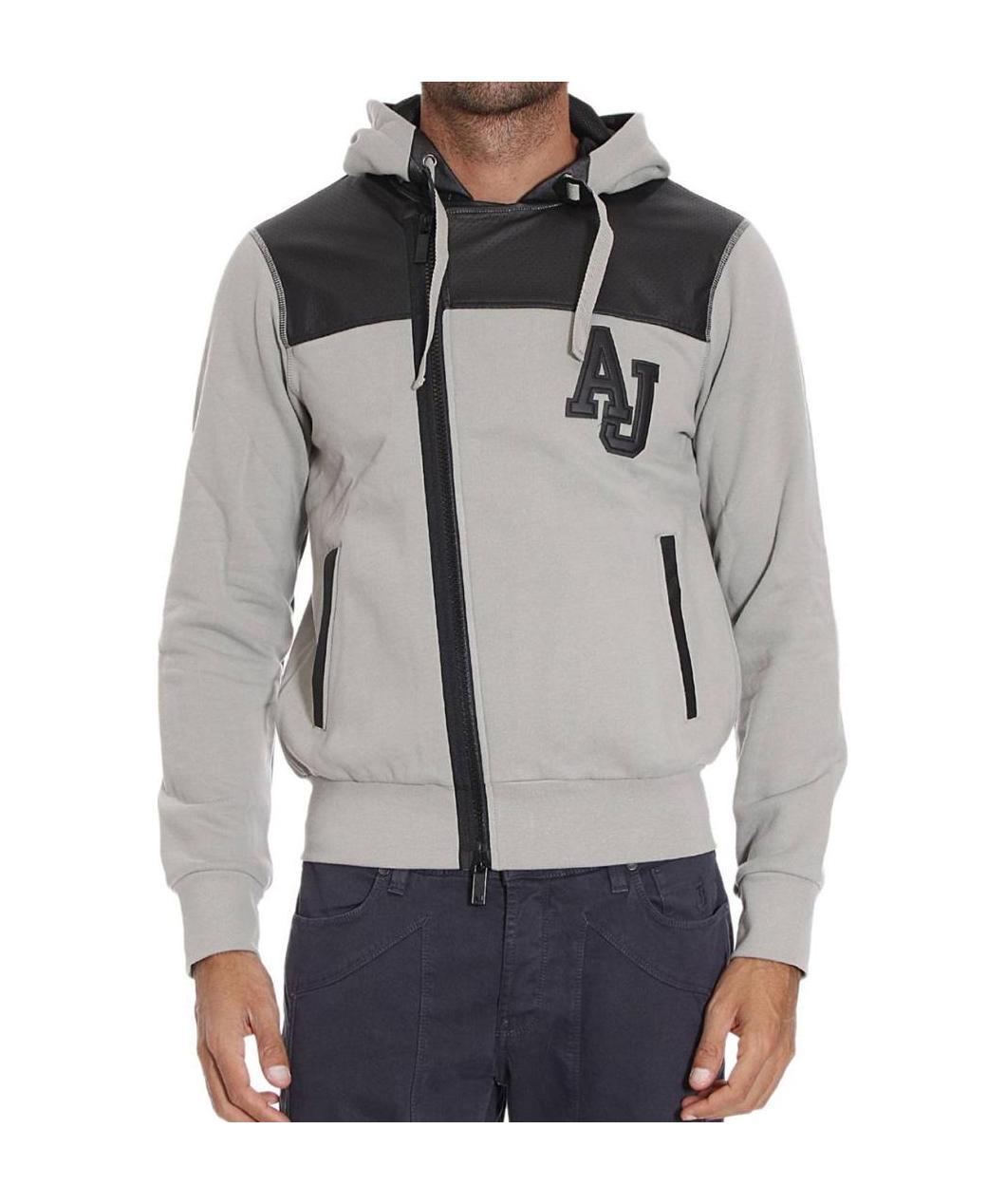 Armani Jeans Hooded Casual Jacket In Gray