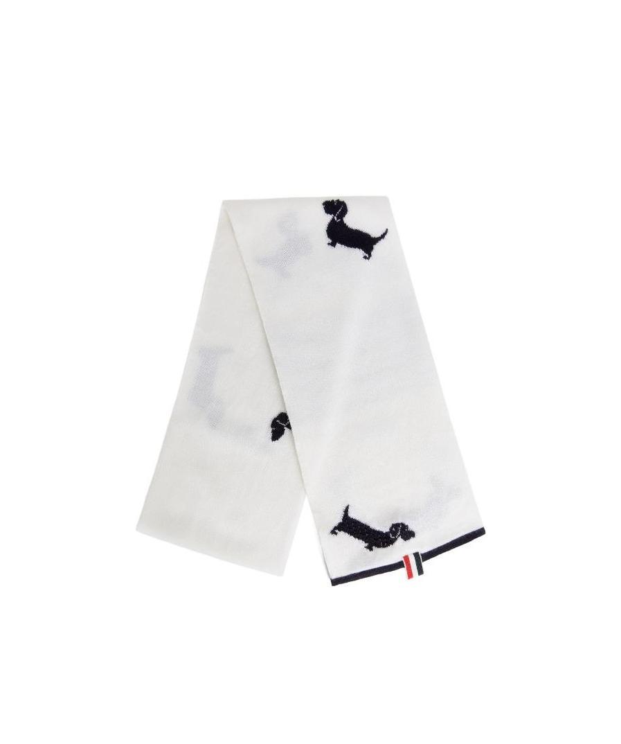 Thom Browne Hector Motif Wraparound Scarf In White