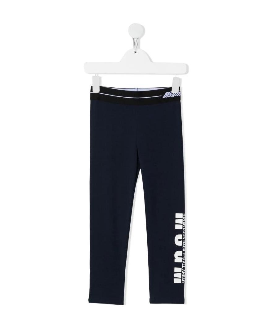 Msgm Logo-print Stretch-cotton Leggings In Black